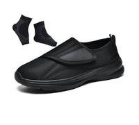 Scarpe per Il Piede Diabetico, Scarpe per Diabetici Regolabili Extra Larghe Traspiranti E Antiscivolo da Uomo, Camminata Comoda con Punta Chiusa Che Allarga E Ingrassa, Fascite Plantare(Black,37 EU)