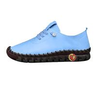 Scarpe per il tempo libero da donna, rosa, con plateau e suola nera, comode, basse, con suola morbida, leggere, traspiranti, Azzurro, 39 EU