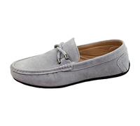Scarpe per il tempo libero da uomo in pelle scamosciata, comode da camminare, senza lacci, scarpe da fitness, slipon, tinta unita, mocassini, larghe, comode, casual, grigio., 41 EU