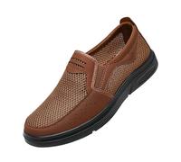 Scarpe per il tempo libero da uomo, in rete, traspiranti, da jogging, morbide, per il fitness, comode, in tinta unita, piatte, antiscivolo, da trekking, casual, senza lacci, cachi, 47 EU