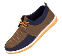 Scarpe per il tempo libero da uomo, piatte con lacci, in tela, comode, da barca larghi, per allenatori, per tutti i giorni, leggere, traspiranti, antiscivolo, khaki1, 45