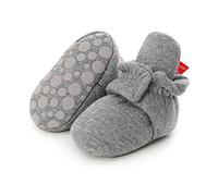 Scarpe per primi passi Bambino Bambina, Morbuy Pantofole Bambino in Morbida Cotone Scarpine con Tinta unita Prima Infanzia Scarpe da bambino antiscivolo (Grigio scuro,13cm/ 12-18 mesi)