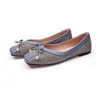 Scarpe pianeggianti Intrecciate da Donna con Punta Quadrata Chiusa e Tacco Basso, con Un Dettaglio di Prua per Un Look da Ballo, Comodo e Facile da Scivolare per Camminare