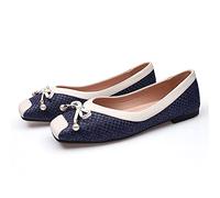 Scarpe pianeggianti Intrecciate da Donna con Punta Quadrata Chiusa e Tacco Basso, con Un Dettaglio di Prua per Un Look da Ballo, Comodo e Facile da Scivolare per Camminare