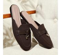 Scarpe piatte da donna a punta tonda, marroni, comode e versatili, con chiusura a mulo, adatte per il tragitto casa-lavoro e per l'ufficio EUR36,EUR37,EUR38,EUR39,EUR40,EUR41Colore unico