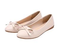 Scarpe piatte da donna, comode - scarpe retrò da donna, vintage, sneakers alla moda, slip on Basquettes senza lacci casual da passeggio sneaker elegante con fiocco, beige, 43 EU