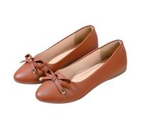 Scarpe piatte da donna, comode - scarpe retrò da donna, vintage, sneakers alla moda, slip on Basquettes senza lacci casual da passeggio sneaker elegante con fiocco, marrone, 38 EU