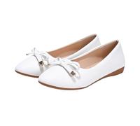 Scarpe piatte da donna, comode - scarpe retrò da donna, vintage, sneakers alla moda, slip on Basquettes senza lacci casual da passeggio sneaker elegante con fiocco, bianco, 41 EU
