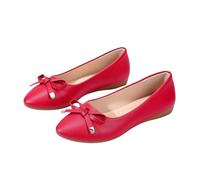 Scarpe piatte da donna, comode - scarpe retrò da donna, vintage, sneakers alla moda, slip on Basquettes senza lacci casual da passeggio sneaker elegante con fiocco, rosso, 37 EU