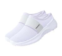 Scarpe Piedi Sensibili Donne con Maglia Senza Lacci Leggeri Jogging Scarpe Estive Piattaforma Casual Scarpe Da Running Basket Sneakers Chic Passeggiata Sport Escursionismo, bianco, 37 EU