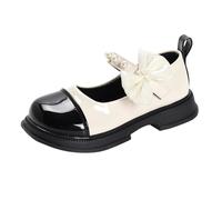 Scarpe preppy per bambine con fiocco e perle, punta chiusa, sandali carini con suola morbida, Nero , 13 UK Child 3X-Narrow