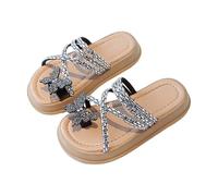 Scarpe primi passi alla moda e comode per il tempo libero, sandali da spiaggia, sandali con fiocco e infradito per ragazzi 35, Nero , 32 EU