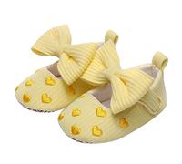 Scarpe primi passi da bambina, leggere, morbide, per gattonare, per compleanno, feste, a maglia, eleganti e flessibili, perfette per le principesse, giallo., 20.5 EU