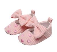 Scarpe primi passi da bambina, leggere, morbide, per gattonare, per compleanno, feste, a maglia, eleganti e flessibili, perfette per le principesse, Colore: rosa., 19 EU