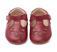 Scarpe Primi Passi in Pelle Alta qualità per Bambini. Scarpine T-Bar Ragazze. Antiscivolo. Rosso. (EU 18.5)