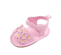 Scarpe primi passi per bambini, estive, leggere, antiscivolo, con decorazione floreale, per bambini, sandali sportivi, suola morbida, Colore: rosso, 19 EU