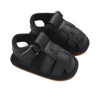 Scarpe primi passi per bambini, sandali estivi, con dita chiuse, per bambini, a piedi nudi, comode, scarpe sportive leggere, traspiranti, per bambini, morbide, Nero , 3 mesi