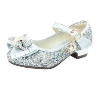 Scarpe Principessa Bambina Scarpe Glitter Bimba con Tacco Principesse Regalo, Argento 26