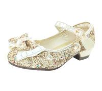 Scarpe Principessa Bambina Scarpe Glitter Bimba con Tacco Principesse Regalo, Oro 32