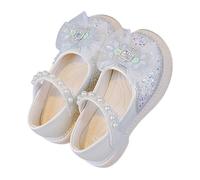 Scarpe Principessa Ragazza, Costume Ballerine Mary Jane Scarpe Tacco Danza Bambino Sandali Paillettes Festa Regalo Natale Compleanno Cosplay 1-6 Anni, bianco, 31 EU