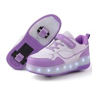 Scarpe Ragazza da Ragazzo con Ruote, Scarpe con luci,2 in 1 per Bambini, con rotelle, per Skateboard, Sneakers