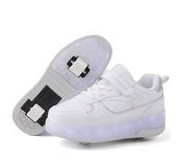 Scarpe Ragazza da Ragazzo con Ruote, Scarpe con luci,2 in 1 per Bambini, con rotelle, per Skateboard, Sneakers