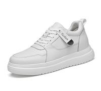 Scarpe rialzate da uomo 6 cm in pelle sneakers basse con lacci al dettaglio laterale sneakers zeppa per il tempo libero con suola spessa da tennis urbani a punta rotonda per città ufficio viaggi e