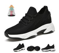 Scarpe Rialzate Uomo Donna 4/6/8/10 Cm Invisibili Casual Leggere Comode Antiscivolo Traspiranti alla Moda Rete Ginnastica Jogging Unisex Ginnastica for L'uso Quotidiano(Black-10cm,46 EU)