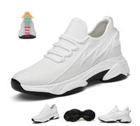 Scarpe Rialzate Uomo Donna 4/6/8/10 Cm Invisibili Casual Leggere Comode Antiscivolo Traspiranti alla Moda Rete Ginnastica Jogging Unisex Ginnastica for L'uso Quotidiano(White-6cm,46 EU)