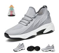 Scarpe Rialzate Uomo Donna 4/6/8/10 Cm Invisibili Casual Leggere Comode Antiscivolo Traspiranti alla Moda Rete Ginnastica Jogging Unisex Ginnastica for L'uso Quotidiano(Grey-8cm,36 EU)