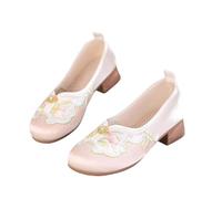 Scarpe Ricamate Floreali in Stile Cinese per Le Donne Scarpe retrò Cheongsam con Tacchi Spessi Mocassini Comodi E Leggeri Scarpe Orientali per Spettacoli Teatrali(Pink,35 EU)