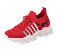 Scarpe Running Sneakers da Donna per Abbigliamento Casual con Design Infradito per Comfort e Stile, perfette la Primavera e L'Estate, Ideali da Abbinare ai Jeans. (Red, 36)