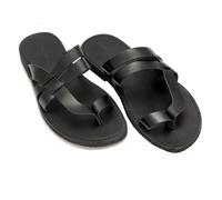 Scarpe Sandali uomo infradito in pelle e cuoio per il mare Etnico Nero