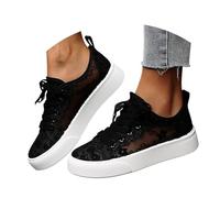 Scarpe Sanitarie Donna Estive Sneakers Casual Traspiranti con Plateau Traforate e Ricamate Floreali per Comfort Quotidiano nel Guardaroba Femminile di Stile (Black, 40)