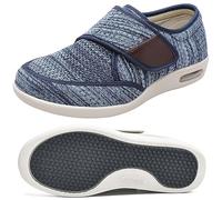 Scarpe Sanitarie Uomo, Artrite Edema Chiusura Regolabile Memory Foam Scarpe Terapeutiche per Diabetici da Uomo Piatte comode Sportive con Chiusura in Gancio e Anello(Color:Light Blue,Size:42 EU)