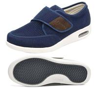 Scarpe Sanitarie Uomo, Artrite Edema Chiusura Regolabile Memory Foam Scarpe Terapeutiche per Diabetici da Uomo Piatte comode Sportive con Chiusura in Gancio e Anello(Color:Blue,Size:42 EU)