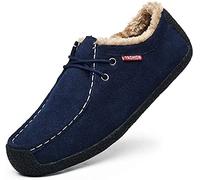 Scarpe Scamosciate Invernali Mocassini Uomo Caldi Peluche da Barca per Interni Scarpe Ginnastica Esterne Memory Foam（Blu,44/45 EU,45 Taglia del Marchio
