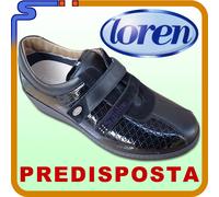 SCARPE SCARPA NERO 2 VELCRI LOREN PELLE NORMALE E LUCIDA PLANTARE ESTRAIBILE