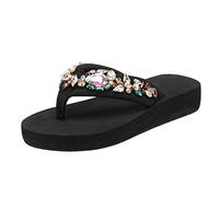 Scarpe Scarpe Suola Spessa Sandali Infradito Leggeri Pantofole Cintura Catena Spiaggia Perizoma Pantofole Donna Sandali Estivi Tacco Alto, Nero , 37.5/36 EU