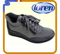 SCARPE SCARPONCINI LOREN GRIGIO ELASTICIZZATO CON LACCI E CERNIERA CALZATA L