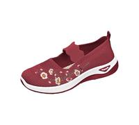 Scarpe Senza Lacci Donna Senza Lacci con Maglia Casual All'aperto Scarpe Fitness Piattaforma Confortevoli Moderna Scarpe Da Corsa Basket Sneakers Casual Jogging Estate, rosso, 36 EU