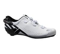 SiDI | Scarpe da ciclismo professionali da uomo Shot 2S, tacco regolabile, sistema di chiusura innovativo, suola Carbon Boost SRS, suola rigidità 10, Bianco nero, 41.5 EU