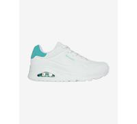 Skechers Uno, Sneaker Donna, White Durabuck Mint Suede Trim, 36 EU