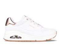Skechers Uno- Shimmer Away, Scarpe da Ginnastica Donna, White Durabuck Rose Gold Duraleather Trim, 40 EU