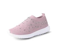 Scarpe Slip On Donna Pianta Larga da Ginnastica Ortopediche Casual Mesh Traspirante con Strass per Uso Quotidiano comode e Leggere (37)