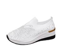 Scarpe Sneakers Casual Donna,Scarpe da Ginnastica da Donna alla Moda in Mesh Traspirante con Design A Fiocco in Strass Comode E con Tacco A Zeppa da Indossare Tutti I Giorni