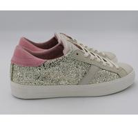 Scarpe sneakers donna DATE Hill low Platform mono milk glitter platinum coral