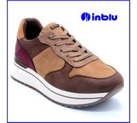 Scarpe sneakers donna INBLU zeppa leggere marroni comode casual autunno inverno