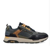 SCARPE SNEAKERS UOMO JEEP JM42110A 016 ONTARIO ZIP BLU NAVY PELLE CAMOSCIO LACCI