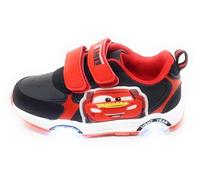 Scarpe Sport Cars per Bambini,a Doppio Strappo,Nero e Rosso,Luci Integrate nell'intersuola e Lato Sneaker (Rosso/Nero, Sistema Taglie Calzature EU, Bambino Piccolo (2-5 Anni), Numero, Media, 29)